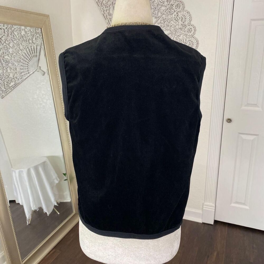 Early 2000's Black Open Front Witchy Whimsygoth Velvet Vest Top L / 12 - Picture 5 of 8
